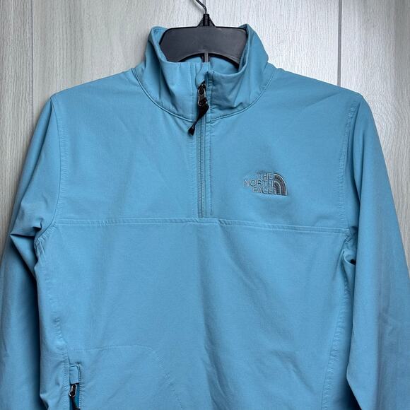 The North Face Apex Jacket 1/4 Zip Pullover Womens Small Light Blue Soft Shell - Picture 2 of 16